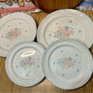 Vintage Country Basket Collection Dinner & Dessert Plates Set